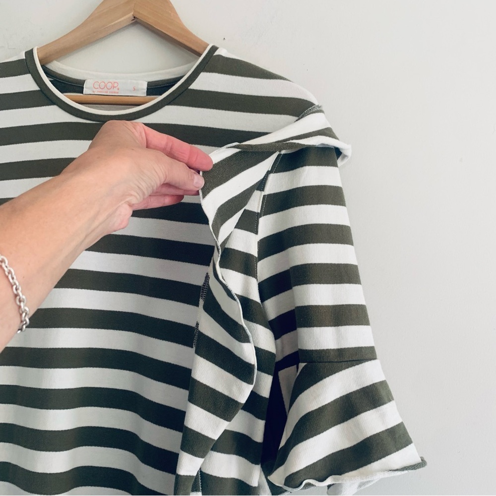 COOP by Frelise Cooper Khaki White Stripe Knee Length T Shirt Dress Women's SM - Picture 8 of 16